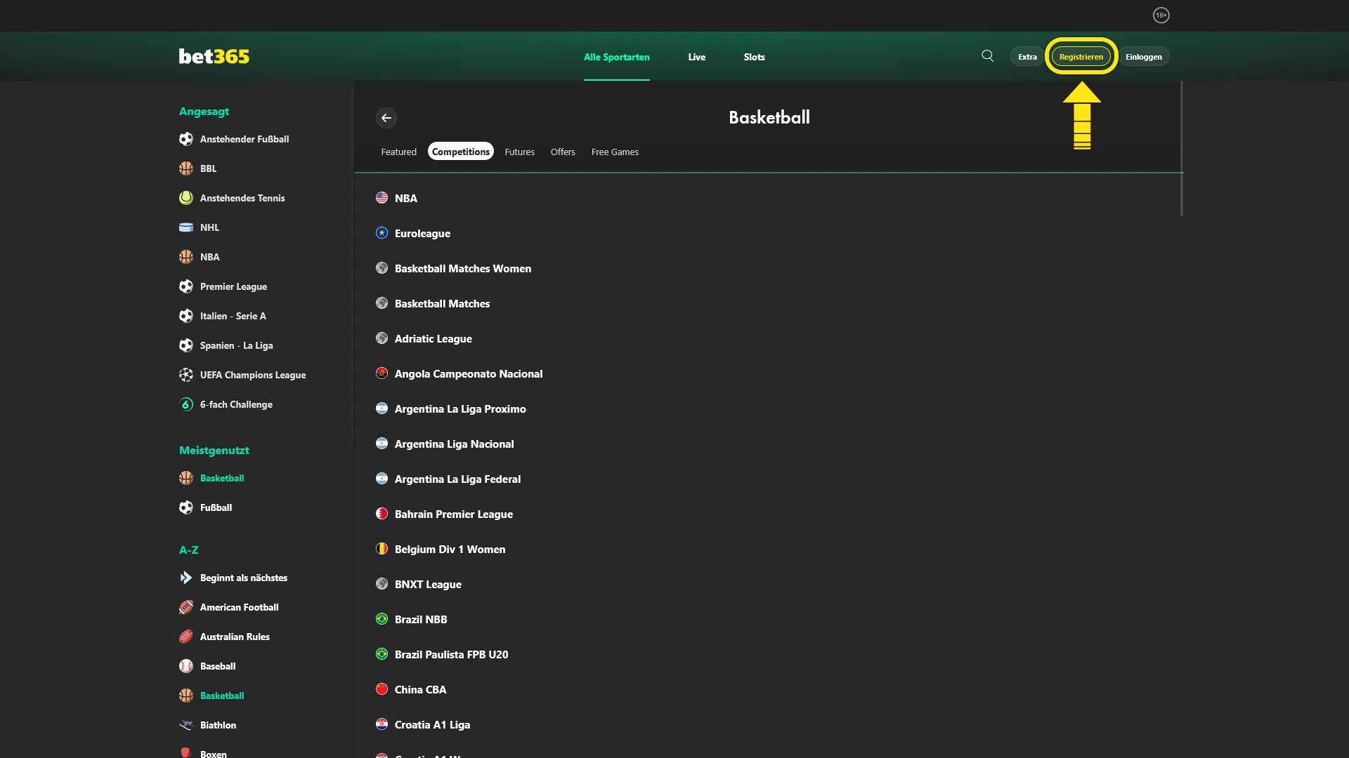 Schließe deine Registrierung ab um Basketball Wetten bei Bet365 zu nutzen.