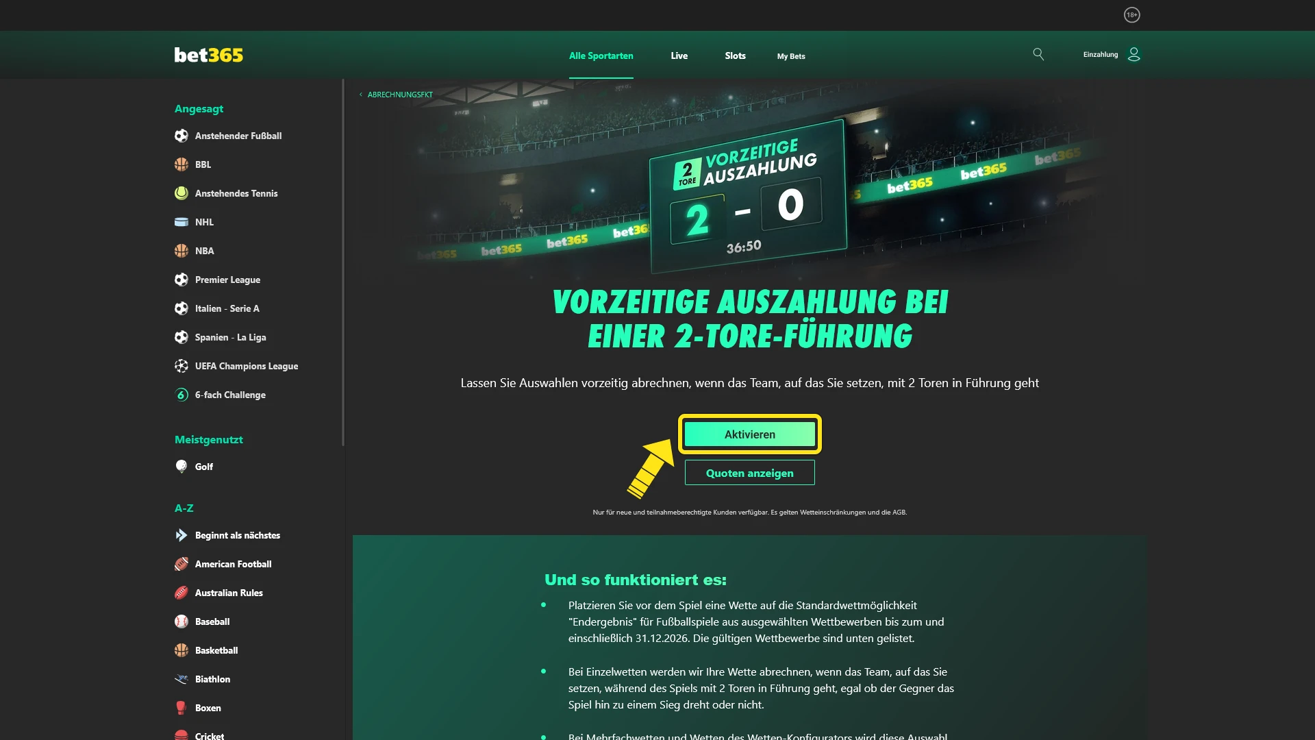Aktiviere deinen lukrativen Bonus für zusätzliche Gewinnchancen im Bet365 Casino.