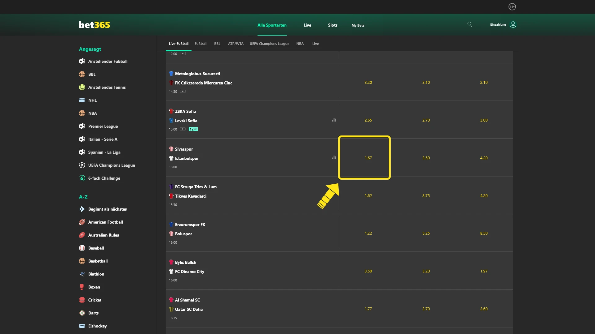 Entscheiden Sie sich für die richtige Wettart bei Bet365 Deutschland.