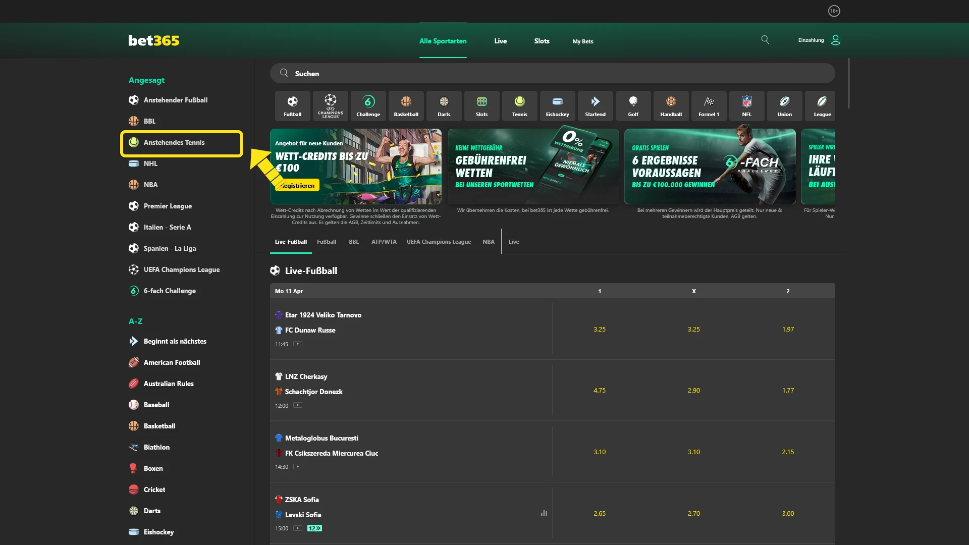 Finden Sie den passenden Tennis Markt bei Bet365 für optimale Gewinnchancen.