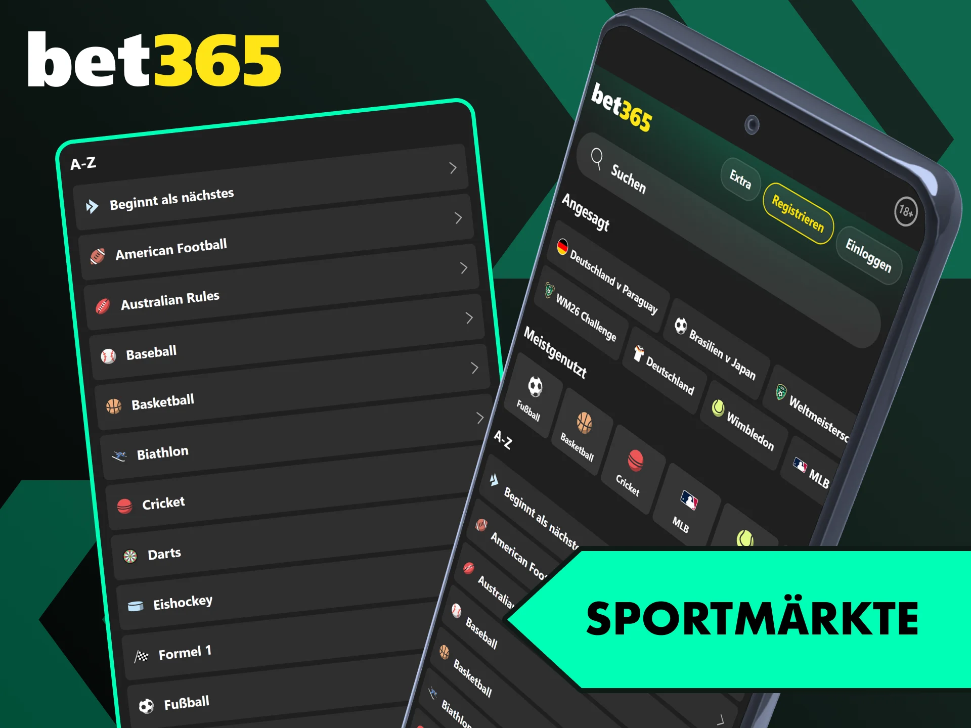 Wette auf die Bundesliga sowie viele weitere Sportmärkte in Deutschland mit Bet365 App.