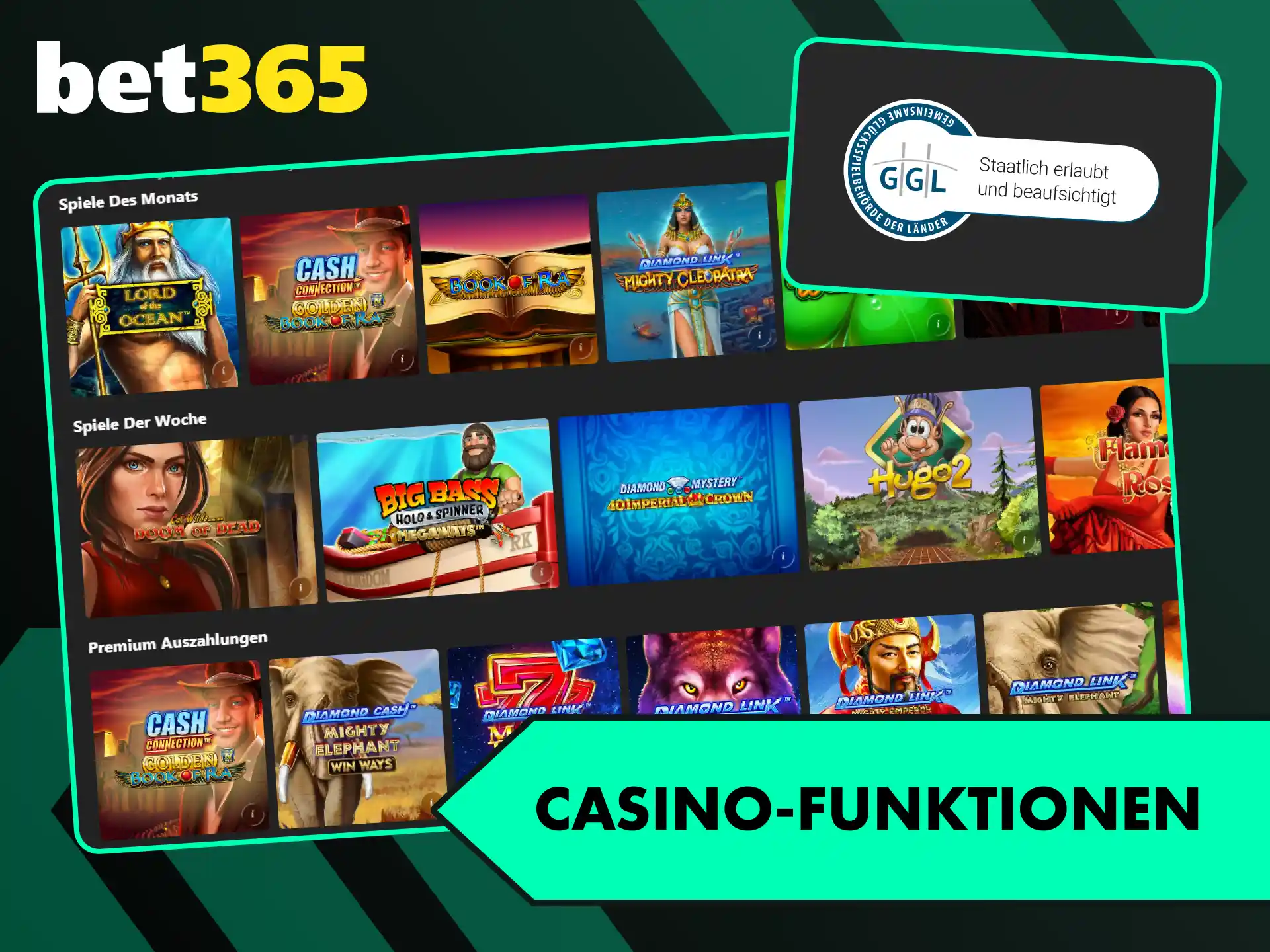 Nutze die innovativen Bet365 Casino-Funktionen für ein optimiertes Spielerlebnis.