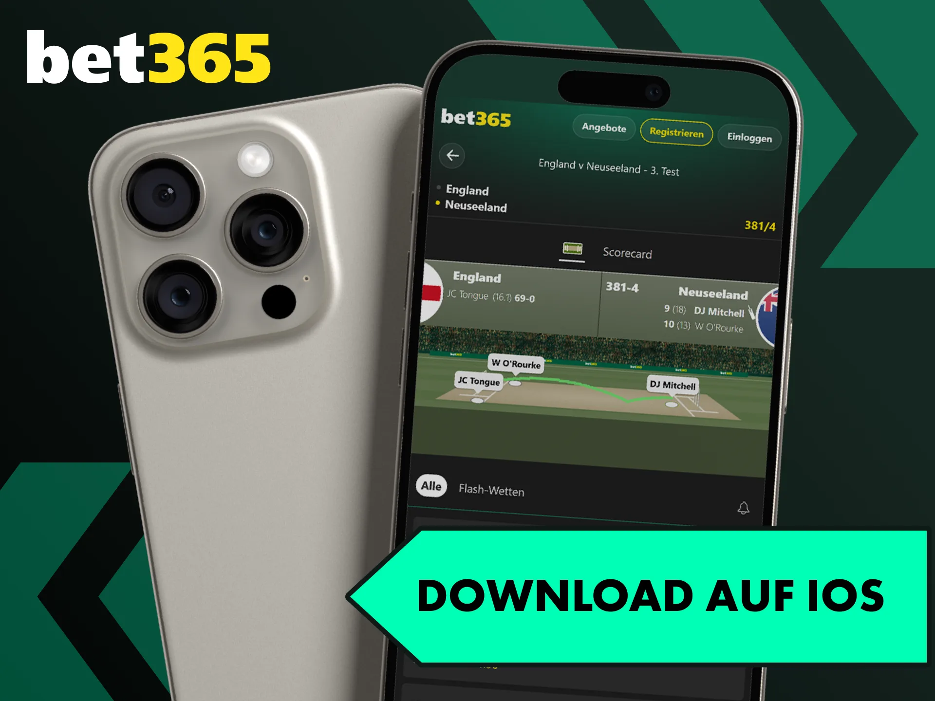 Installieren Sie die App für iOS und erleben Sie spannende Cricket-Wetten mit Bet365.