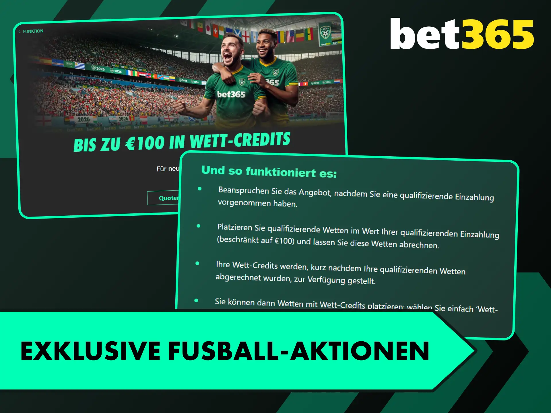 Nutze die Fußball-Aktionen bei Bet365 Deutschland und maximiere deine Gewinne.