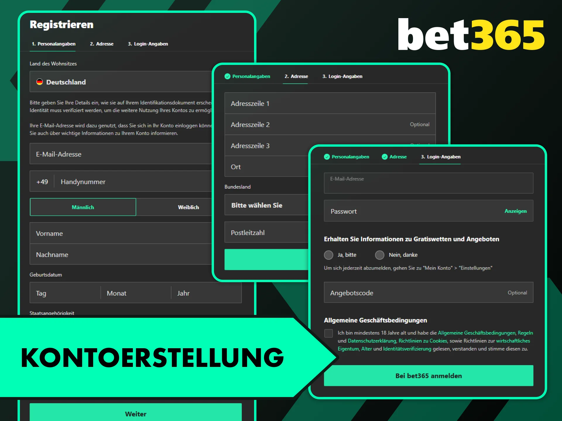 Erstellen Sie Ihr neues Wettkonto und starten Sie bei Bet365.