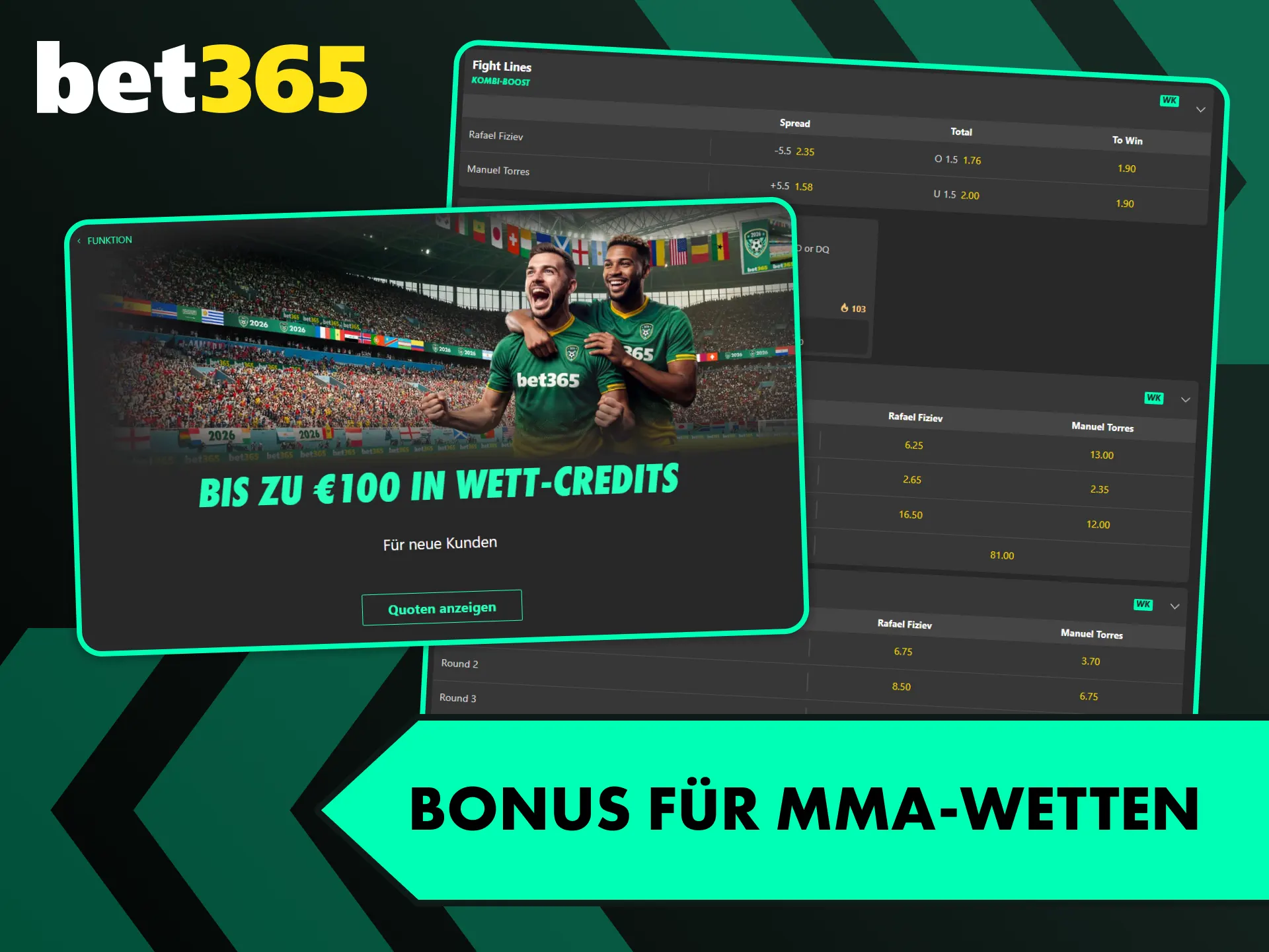 Sichere dir den exklusiven Bet365 Bonus und starte deine MMA Wetten.
