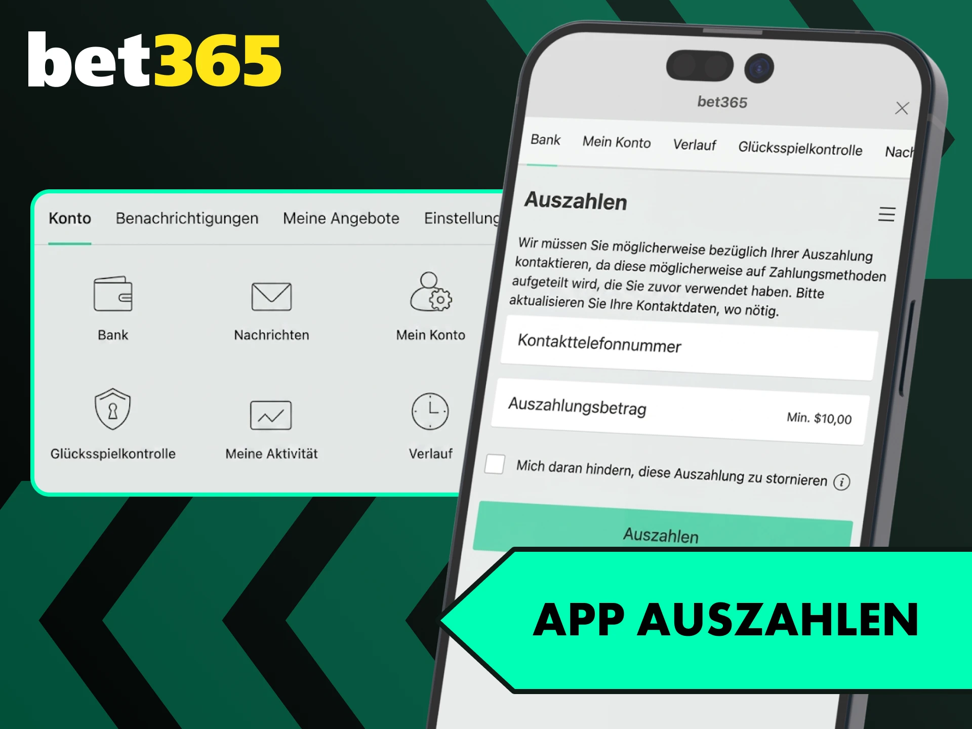 Verwende die mobile Bet365 App für die bequeme Auszahlung deines Guthabens.