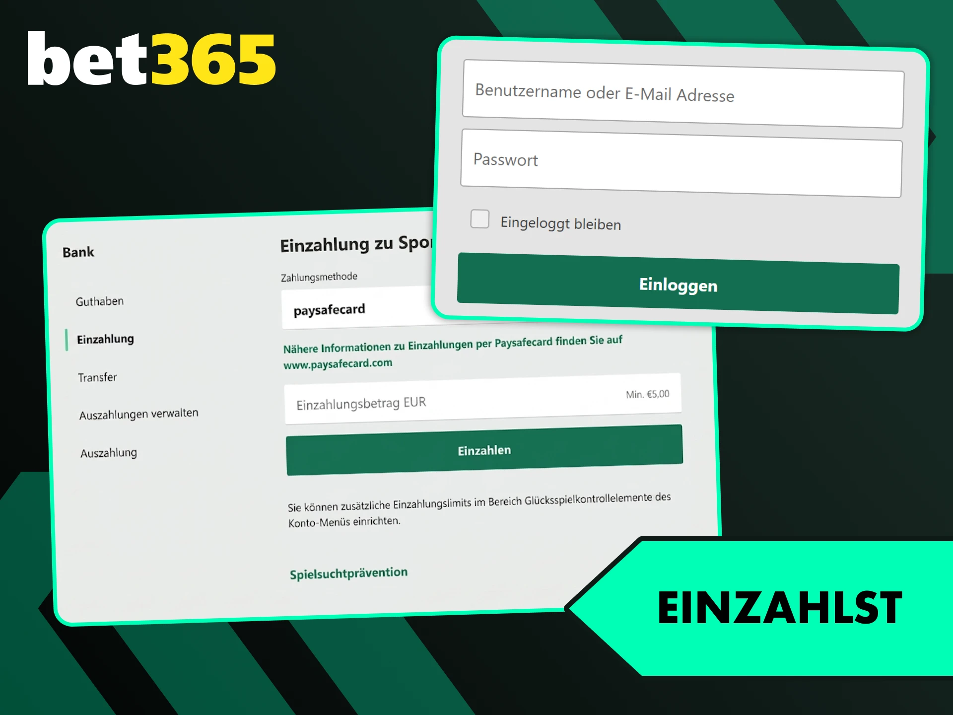 Zahle jetzt Guthaben auf dein Bet365 Konto ein und starte deine Sportwetten in Deutschland.